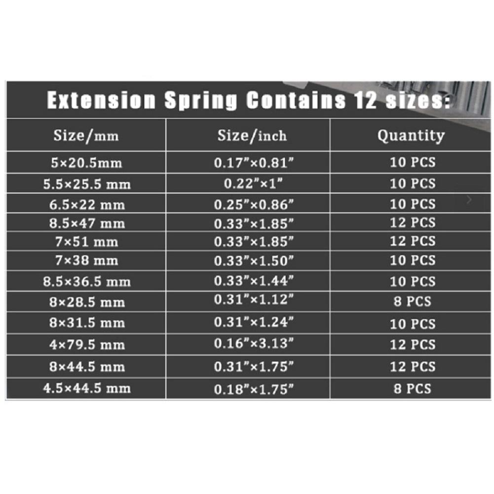 200 Stück verzinkter Stahlfedern Sortiment mit 20 Größen für verschiedene Reparatur- und mechanische Anwendungen mit durchsichtiger Aufbewahrungsbox
