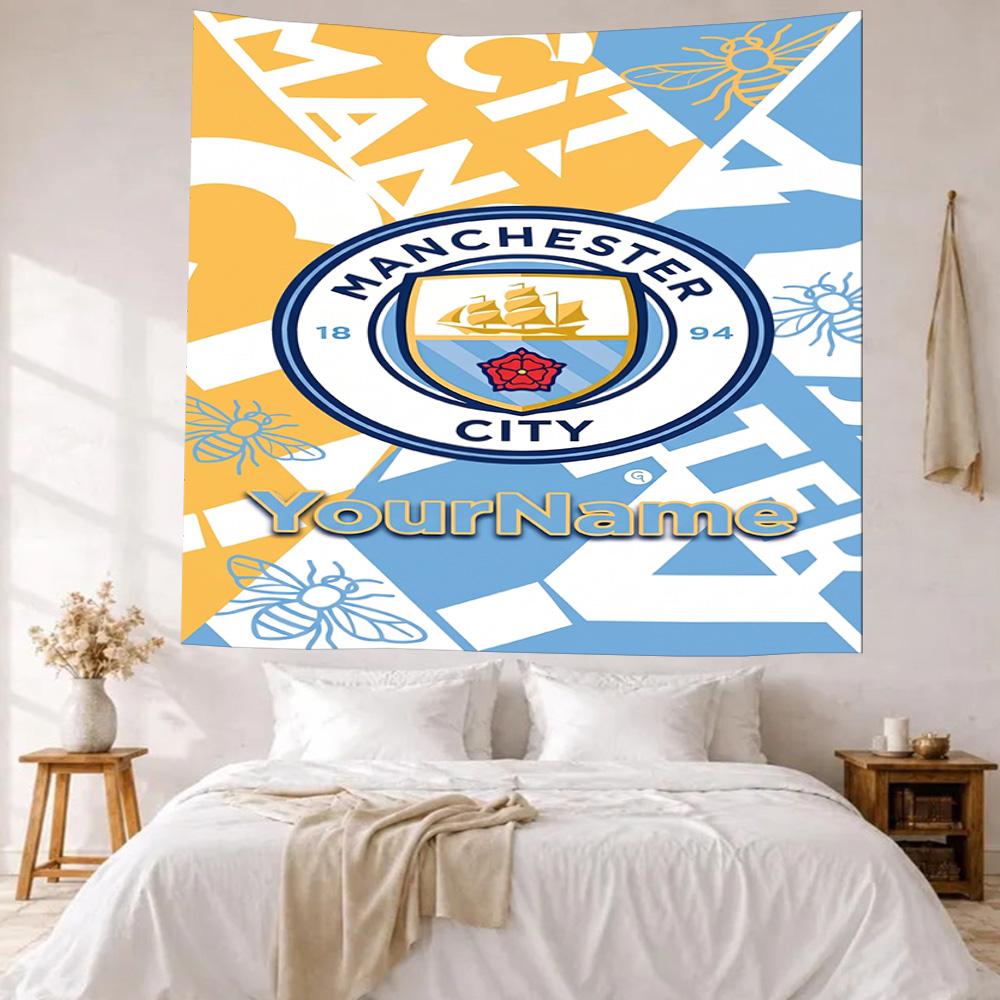 Manchester City Benutzerdefinierte Ihr Name Wanddekoration Wandteppich Kunst Für Haustier-Gedenken Geburtstag Hochzeitsparty Kulisse Familien Geschenk