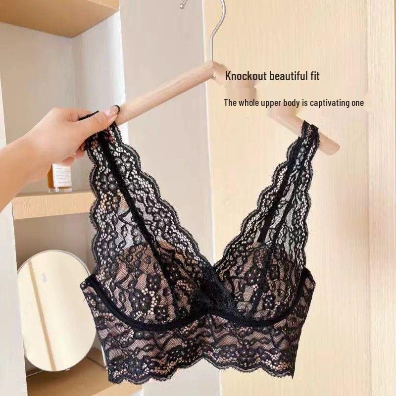 Elegant Lace Wireless Padded Bra – Chic French Vest Style