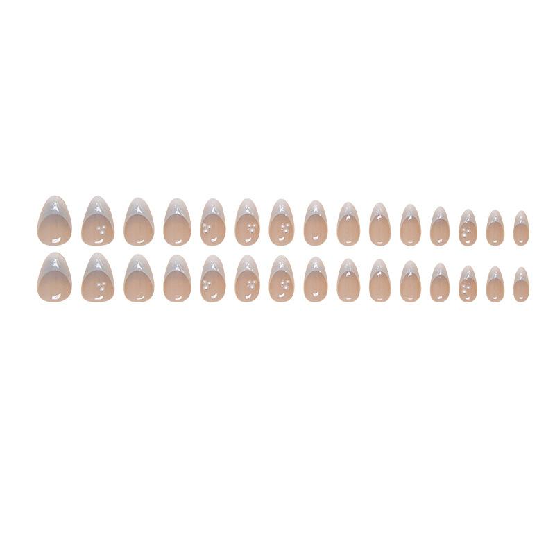 French Nail Patch Removable Nail Three-Dimensional Ocean Wear Nail Pearl Nail Patch Fairy Diamond 24 Pieces
