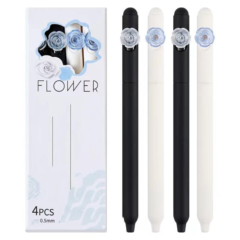 4pcs/box Sweet Cartoon Gel Pen Creative Design Kawaii Jelly Pen for Writing 0.5mm Black Ink Stationery Student Gel Pen