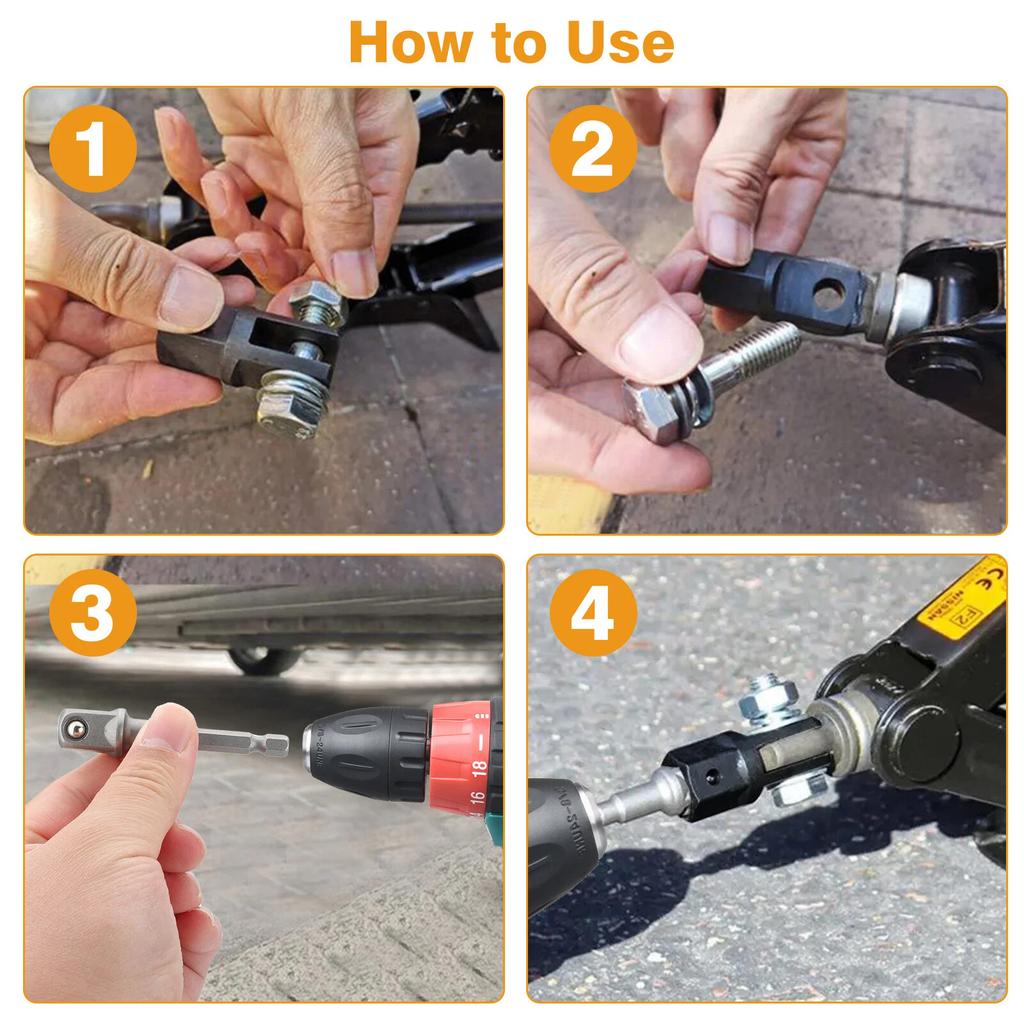 1/2" Impact Drills/Ratchet Lug Wrench Save Labor Car Jack Wrench Ratchet Tool for Scissors Jack with Electric Drill Drive Impact