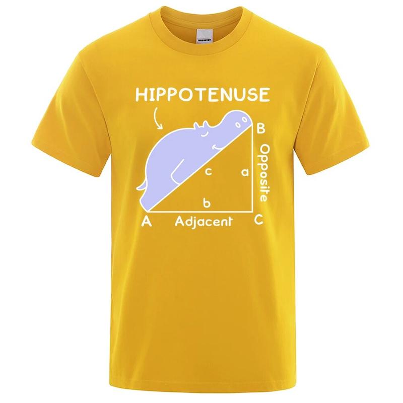 Hippo Sleeping On Math Problem Print Unisex Tshirts Summer Breathable ONeck Short Sleeve Haruku Loose Tshirt Cotton Tops