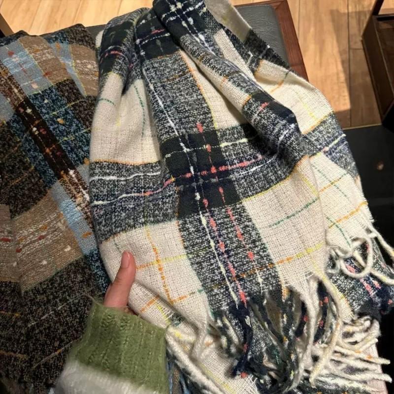 Soft Fuzzy Oversized Scarf Women Winter Warm Thick Acrylic Blend Solid Color Plush Neck Wrap