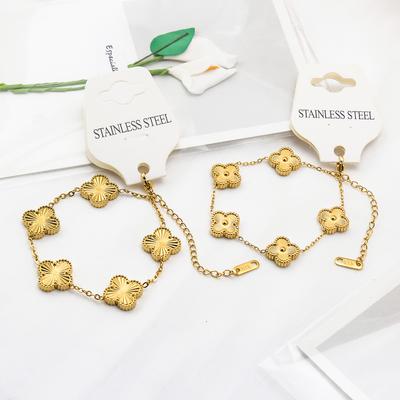 Fashionable Four-leaf Clover Bracelet Double-sided Engraved and Laser-cut Women's Bracelet