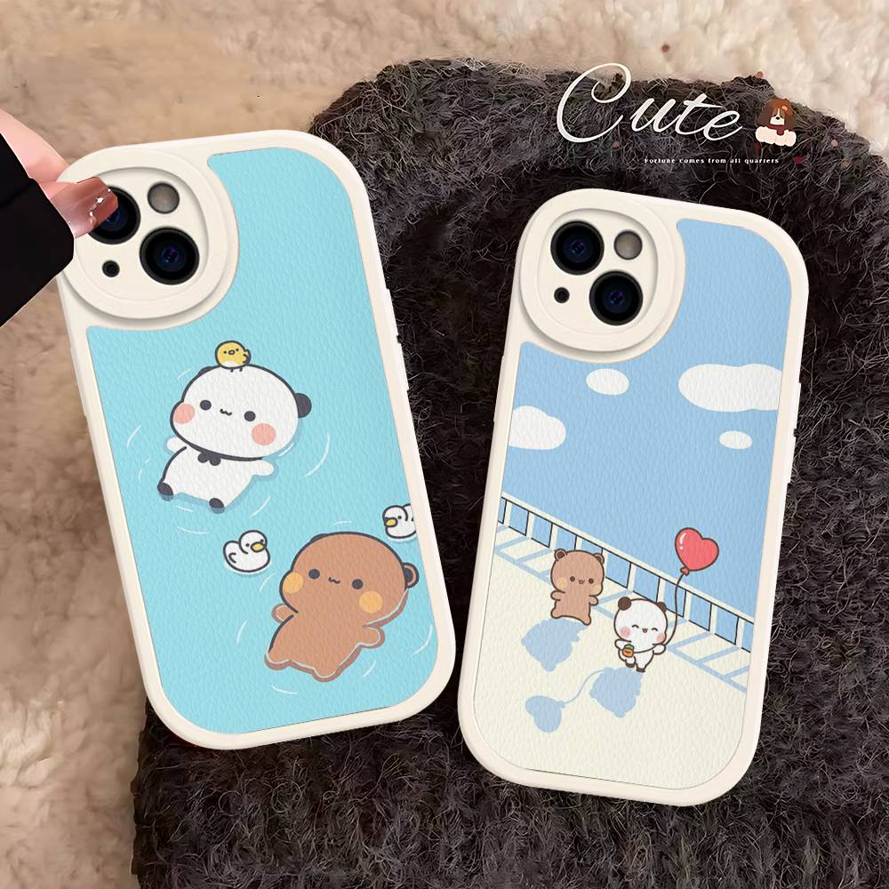 Cute Cartoon Bubu Dudu Phone Case for iPhone 16 15 14 13 Pro Max 11 12 Plus Leather Silicone Cover