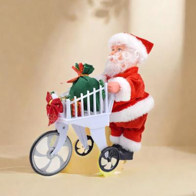 Musical Santa with Shopping Cart Toy Christmas Decoration 8.3x2.5x8.7inch for Home Holiday Display