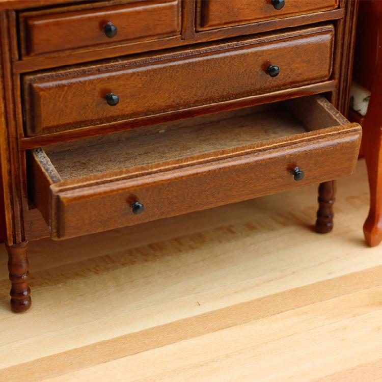 Mini Swietenia Kommode Detaillierte Handwerkskunst Perfekt Proportioniert für 1 12 Modellhaus Ausstellungen