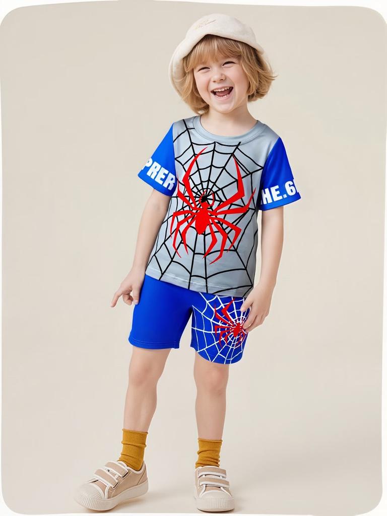 Summer New Casual D Printing Short-sleeved Suit Y Children's Suit Cartoon Letter New