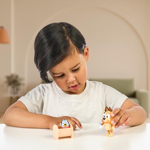 BLUEY Figure 2-Pack Baby Race | 2-Figure Pack with Chili and Baby and Cradle Accessories, 17616
