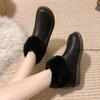 Ankle boots for women Women Boots Leather Real Fox Fur Brand Winter Shoes Warm Black Round Toe Casual Female Snow Boots