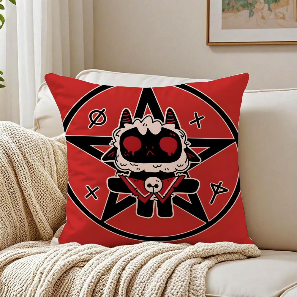 Cute Dark Indie Game CCult Of The Lamb Cushion Cover Pillowcase Antidustmite living Room Sofa Decor Cushion Room
