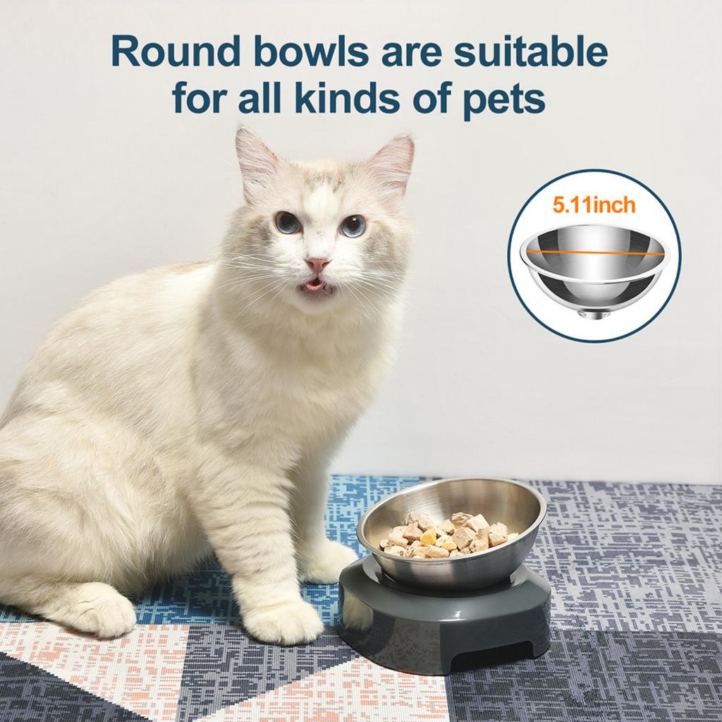 Adjustable Stainless Steel Cat Feeding Bowl Tilted Design Elevated Pet Food Dish Single Bowl Double Bowl Suitable for Cats and Small Pets
