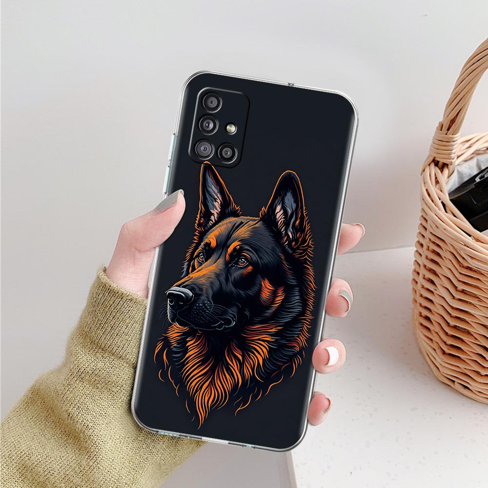 Case For Samsung A15 A13 A35 A55 A51 A71 A41 A31 A21S A05 A17 A23 A25 A33 A53 A73 5G A07 4G Cover German Shepherd Dog Cartoon