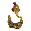 Pure Brass Lord Ganesh On Trunk Idol, Hindu God Statue, Gold, Religious Idol