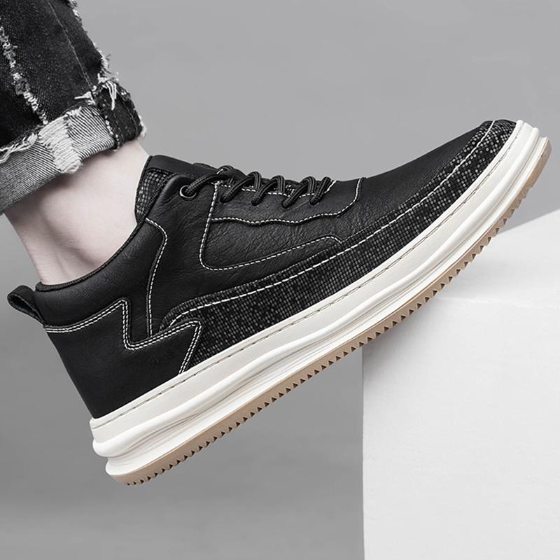 Scarpe da ginnastica da uomo con rialzo, scarpe con rialzo per uomo, solette da 8 cm, casual, in vera pelle, sportive, con rialzo, scarpe alte