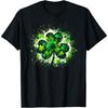Shamrock Clover Paint Splatter St Patrick's Day Irish Pride Cotton Men T Shirt