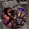 Black Clover Round Area Rug Carpet Rug For Living Room Bedroom Sofa Playroom Decor Nonslip Floor Mat
