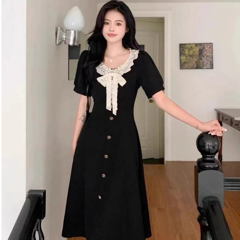 Hepburn Style Plus Size Bowknot Dress - Summer, Flaw-Hiding, Retro Slimming Skirt
