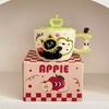 Birthday Gift Apple Cat Ceramic Cup With Lid Breakfast Household Cute Creative Drinking Cup Christmas