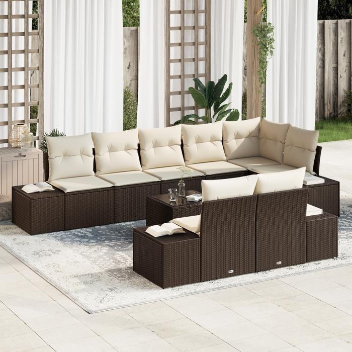 VidaXL Ensemble de canapé de jardin 8 pièces avec coussins gris en poly rotin 3355787