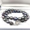 High-Quality Black Necklace Baroque Pearl Natural Jewelry Semi-Round Peacock Luster Approx 47cm 10.0mm–12.5mm 65.4g Silver Clasps