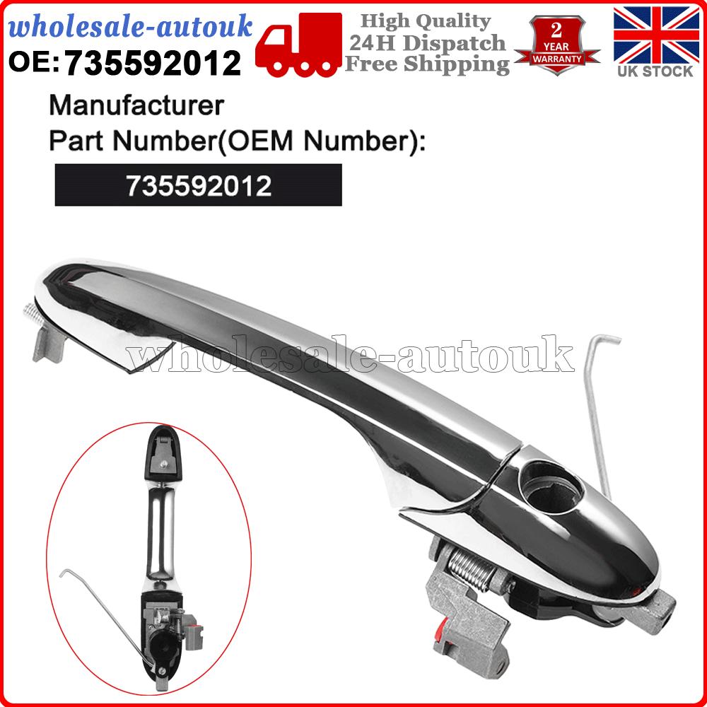Drivers Side Outer Door Handle Chrome Offside 735592012 For Fiat 500 0.9 1.3 1.4