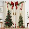 2pcs,2D Plane Printing Curtain Fabric Christmas Decorations Holiday Festive (2) Durable 100% Polyester Fabric (without Rod)