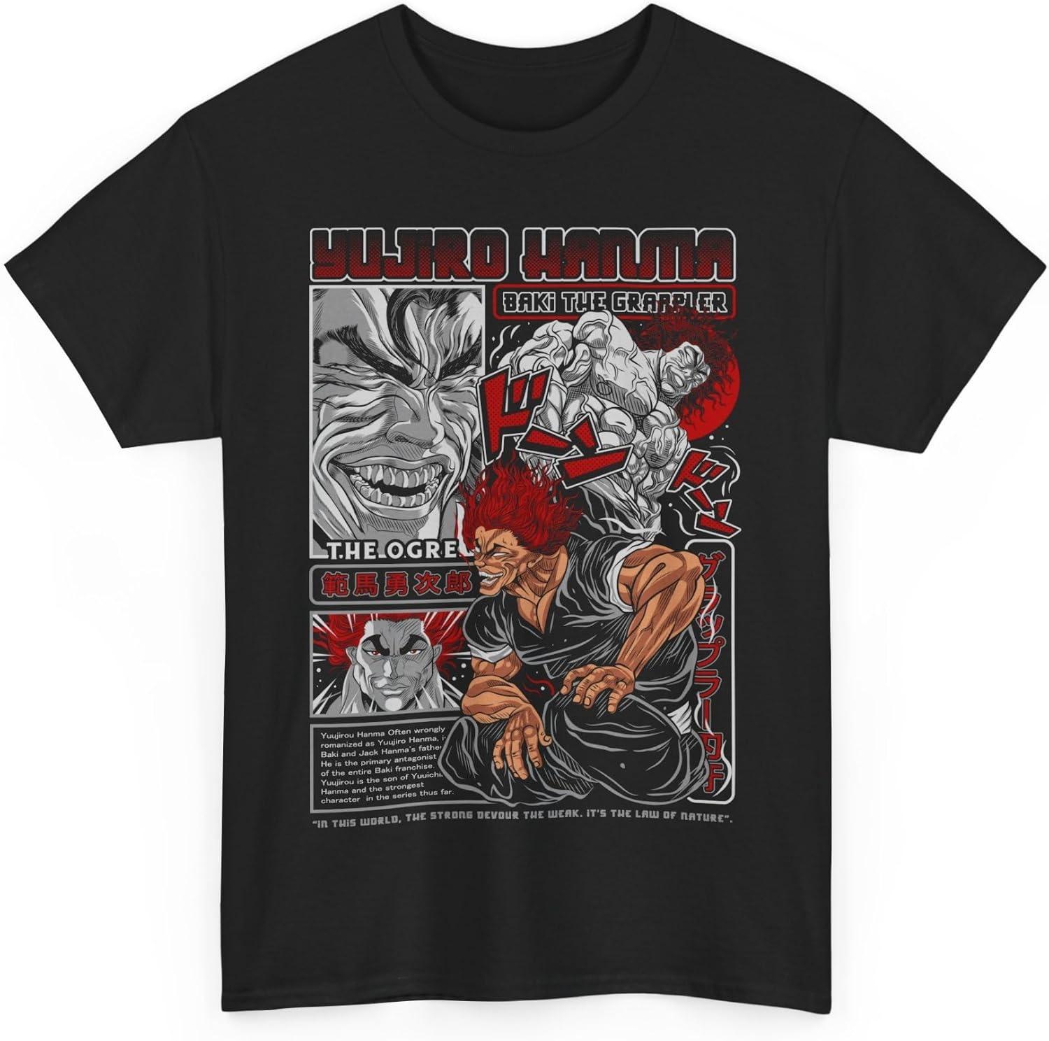Футболка Юдзиро Ханма Аниме Баки Ученик Грэпплера Мерч Футболка Баки Ханмы Унисекс XXXXXL чёрный