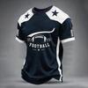 Men's Casual Fit Crewneck Short Sleeve T-Shirt with Rugby Graphic Print