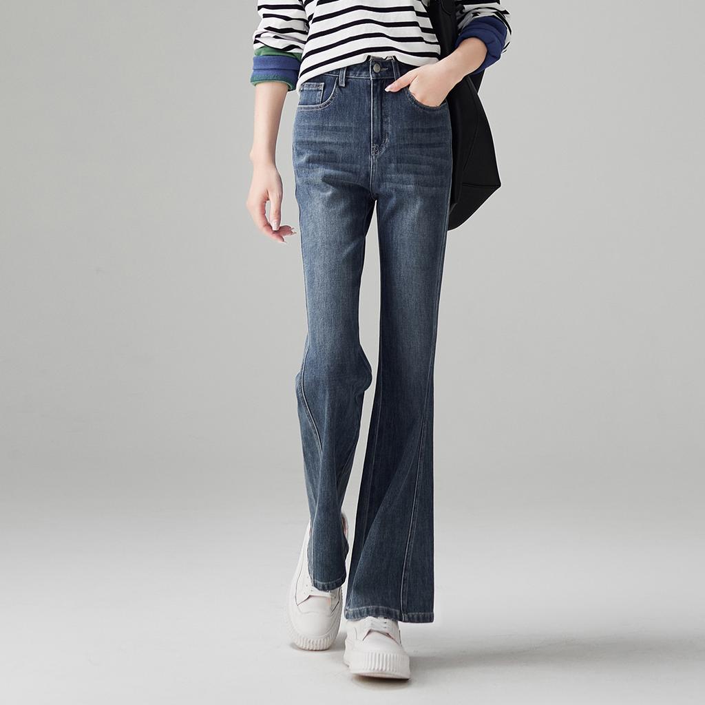 Fashionable high waisted jeans for women in autumn 2025, versatile and slimming, flared pants, long pants