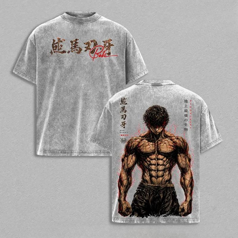 Baki · Hanma Cooles Muster T-Shirt, Unisex Kurzarm Baumwoll-T-Shirt