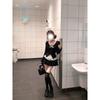 Black Mamba Autumn Girl's Spicy Faux Two-Piece Slimming Top & Fluffy Skirt Set