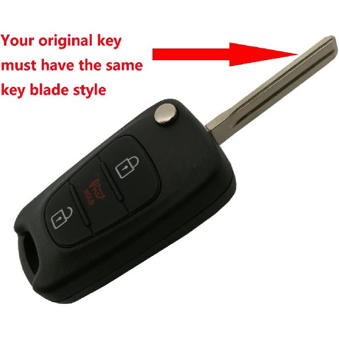 Replacement Key Fob Shell Case Fit for Kia Soul Rio 3 Buttons Flip Folding Keyless Entry Remote Key Fob Cover Housing with Uncut Blade Blank