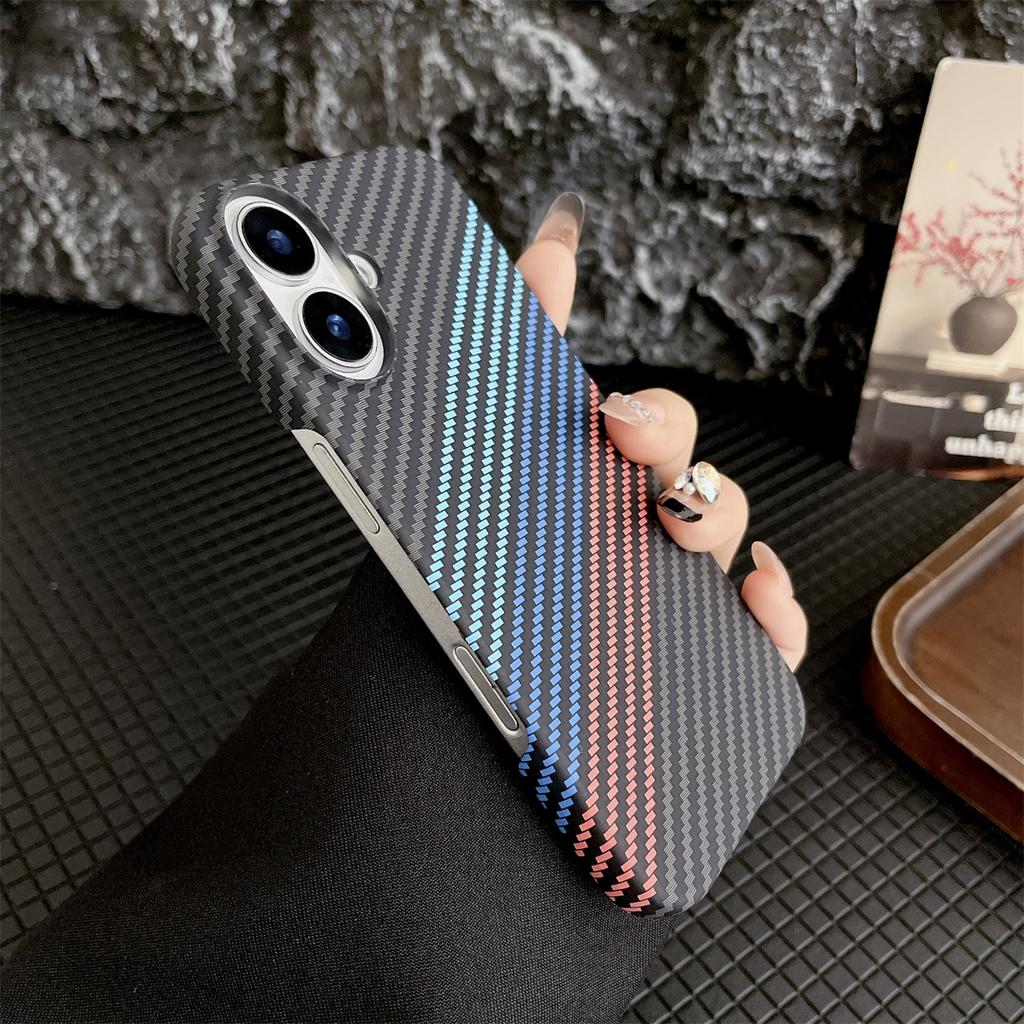 Slim Matte Carbon Fibre Texture Frameless Phone Cases For iPhone 11 12 13 14 15 16 Pro Max Plus Half Pack Shockproof Hard Cover