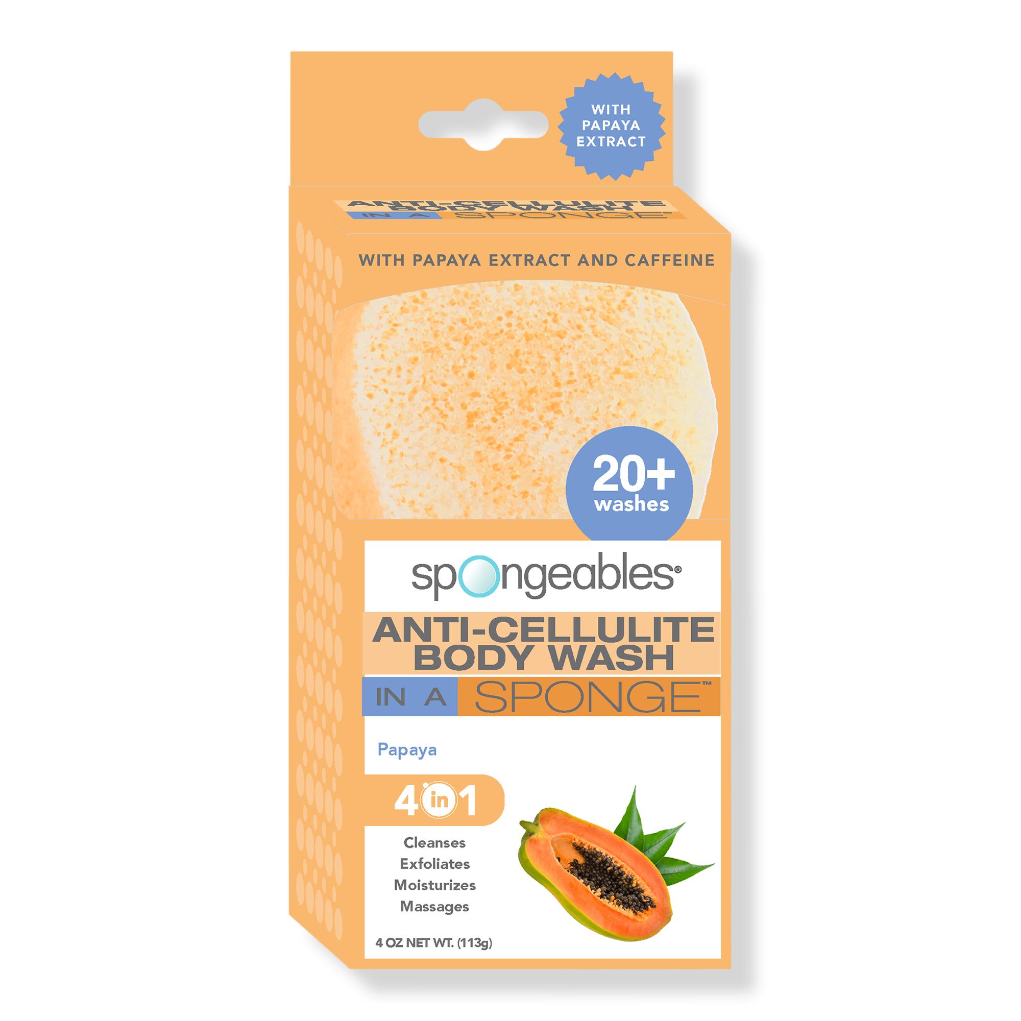 Spongeables Anti-Cellulite-Duschgel Im Schwamm – Reduziert Cellulite, Peelt & Spendet Feuchtigkeit, Mit Hibiskus, Für über 20 Waschgänge