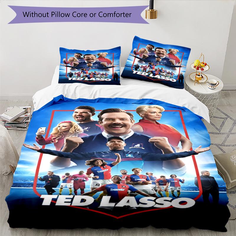 3pcs Ted Lasso Bedding Set Duvet Cover Closure Includes 1 Duvet Cover & 2 Pillowcases, Soft and Comfortable for All Seasons.