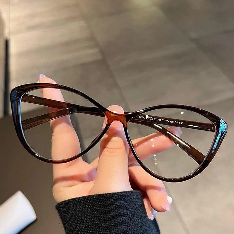 New Fashion Vintage Gradient Near Sight Eyeglasses Cat Eye Anti Blue Light Myopia Glasses Unique Women High-definition Glasses