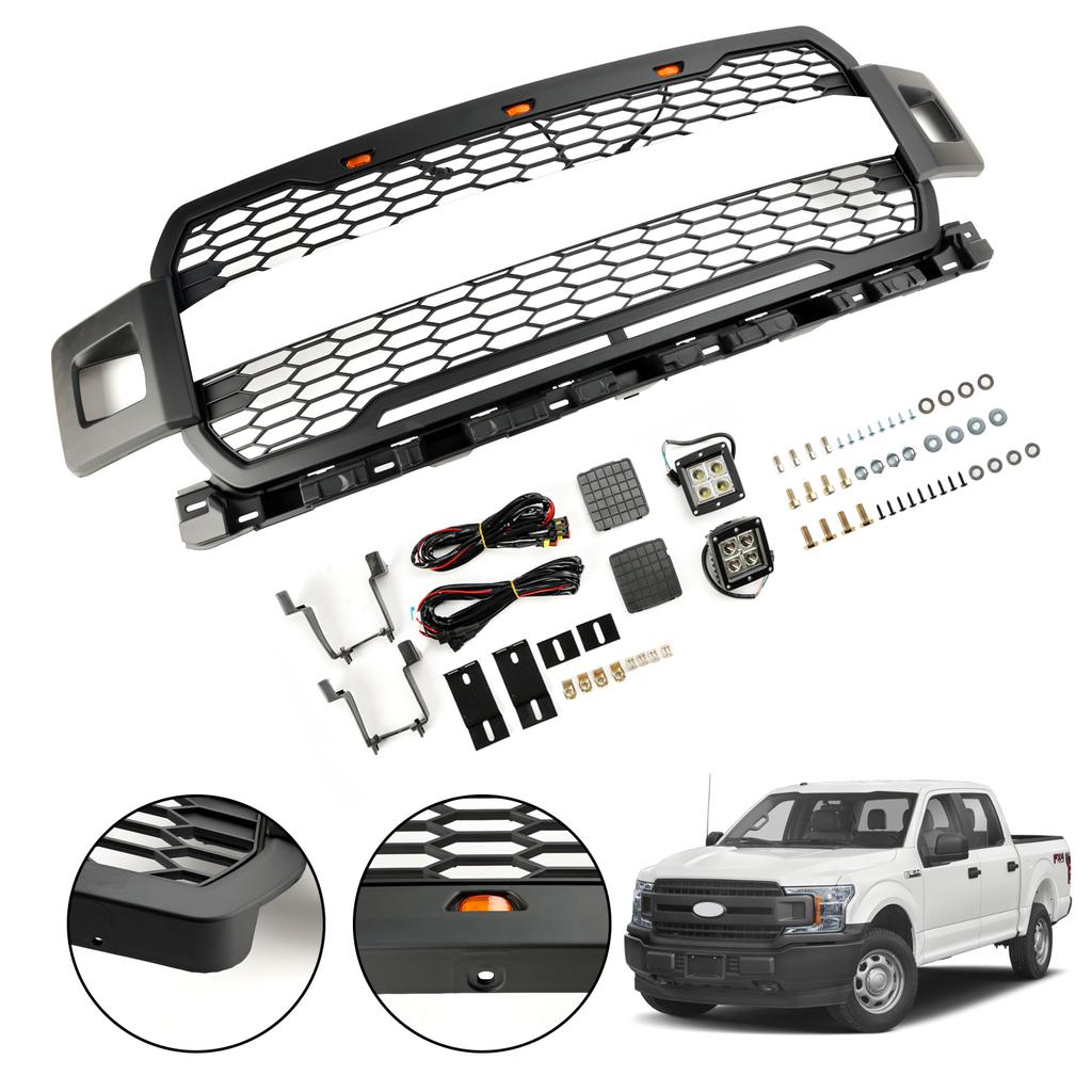 Front Bumper Grill Grille W/ LED Fit Ford F150 2018-2020 Super Duty