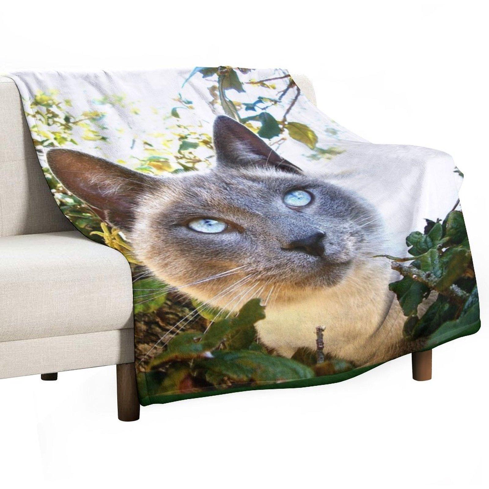 

Siamese Cat in Tree Throw Blanket Loose Nap Warm Single Blankets 30x40in