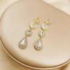 Elegant Green Zircon Teardrop Stud Earrings - Trendy High-Grade Fashion Jewelry