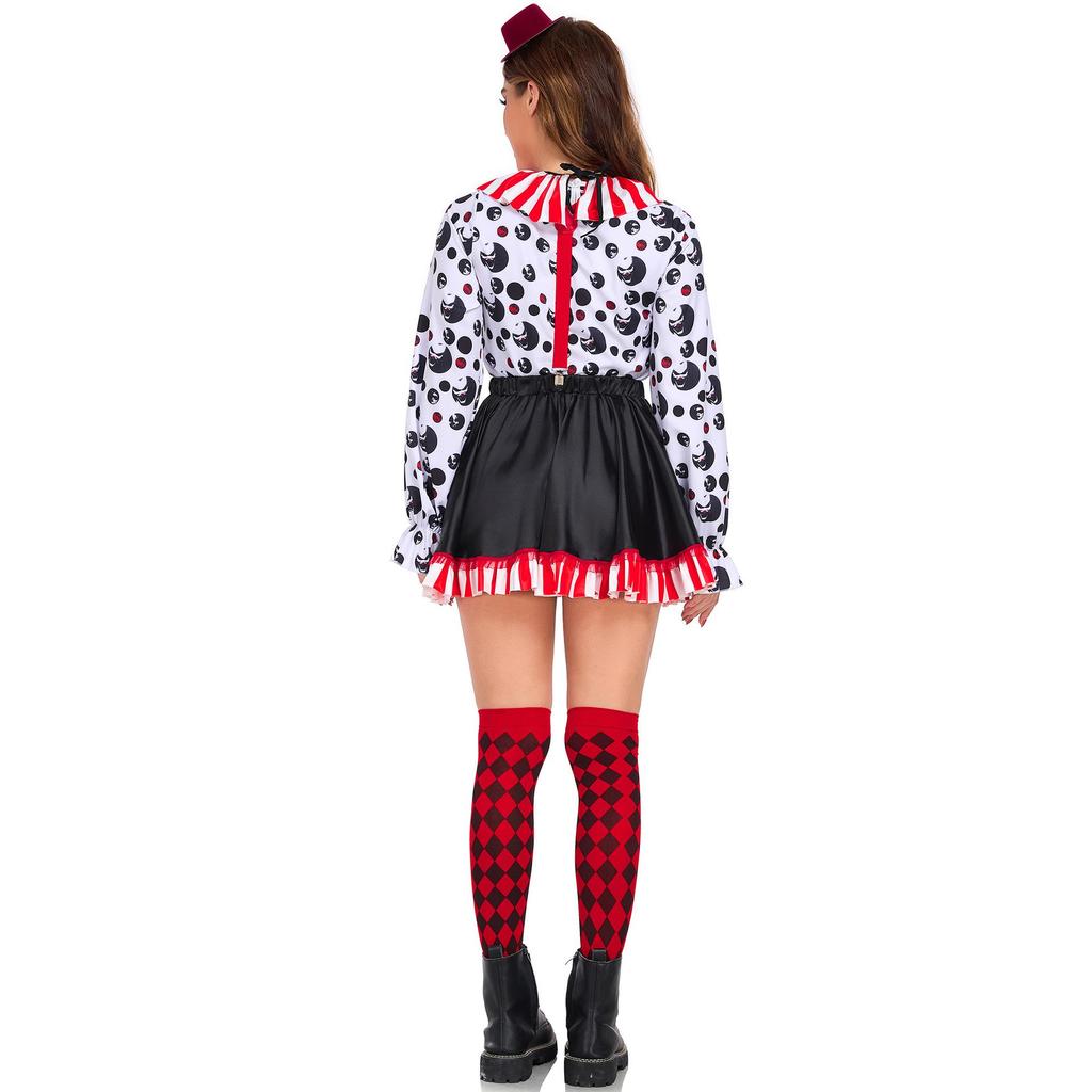 Vielseitiges Clown- & Skelett-Kostüm für erwachsene Frauen - S bis XL, Halloween, Bühnenauftritte, Ostern