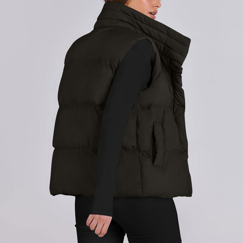 Women's Casual Winter Vest Stand Collar Sleeveless Insulated Padded Jackets Coat With Pockets