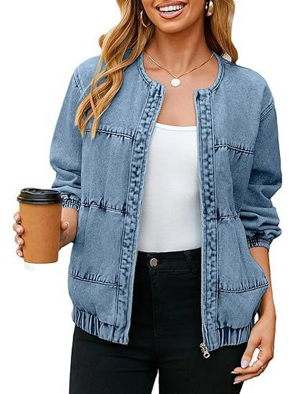 Women's European & American Patchwork Denim Cardigan - Spring/Fall 2025 Collection