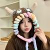 New Trendy Y2K Dopamine Knitted Hats Women Funny Monster Furry Hats Winter Beanie Cap Outdoor Warm Ear Protection Bomber Hats