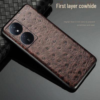 Honor Play 50 Genuine Leather Protective Cover with Ostrich Pattern