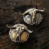 Vintage Brass Buffalo Skull Screw Back Coin Concho Bison Bull Gaur Rodeo Indian Cowboy Leathercraft Accessories