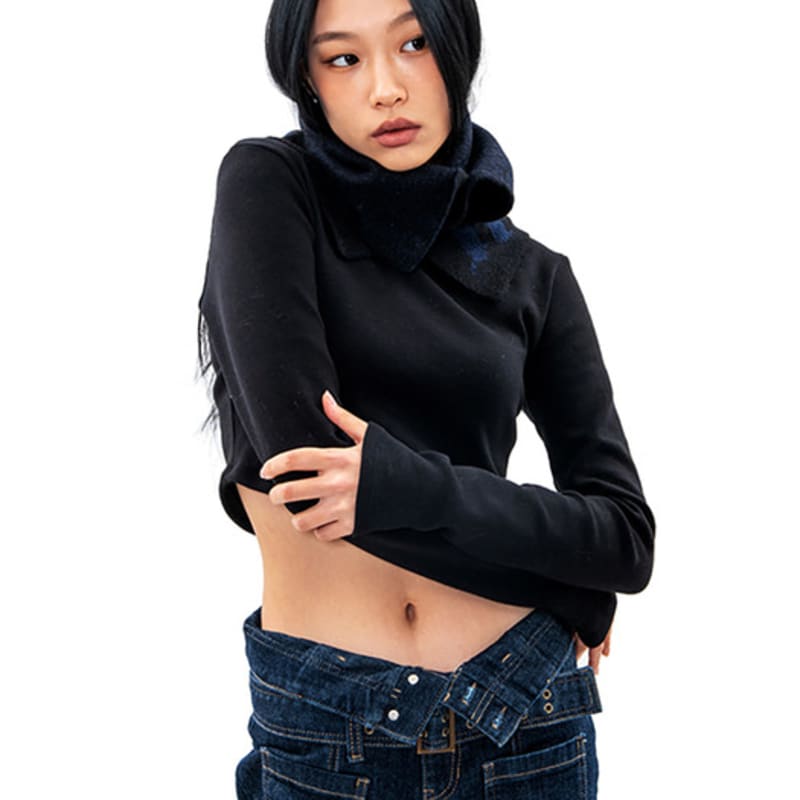 runningHIGH RNHI JACQUARD NECK WARMER [BLACK]