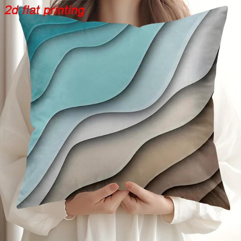 

1PCS Featuring Flowing Waves Zipper Double-sided Printed Pillow Insert Not Included Skin-Friendly Cushion Covers for Beds Sofas
