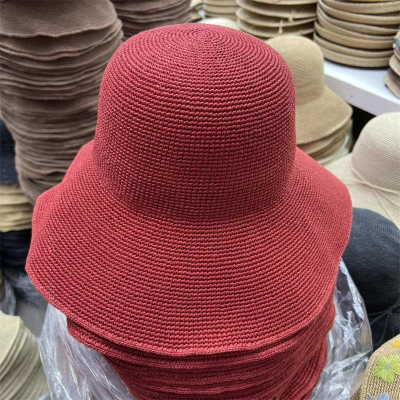 

Women s Wide Brim Straw Hat 2026 Summer New Style Foldable Sun Protection Sun Hat for Travel Beach Fisherman Cap 56-58cm красный